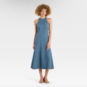 Sleeveless Blue Midi Dress